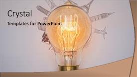  Presentation with japan travel - Beautiful presentation theme featuring france italy new york india backdrop and a coral colored foreground