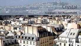  Presentation with cultural center - PPT theme featuring france - paris - skyline from beaubourg cultural center background and a light blue colored foreground