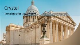  Presentation with paris france - Audience pleasing theme consisting of france temple - pantheon paris backdrop and a light blue colored foreground