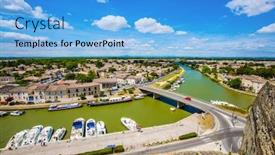  Presentation with sea port - Beautiful theme featuring france-the-port-city backdrop and a light blue colored foreground