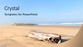  Presentation with ocean wave - Amazing PPT theme having france with stone surf breaker backdrop and a light blue colored foreground