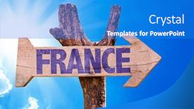  Presentation with sky - Cool new PPT layouts with france-wooden-sign-with-sky backdrop and a teal colored foreground