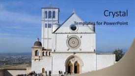  Presentation with saint - PPT theme enhanced with franciscan - basilica of saint francis assisi background and a teal colored foreground