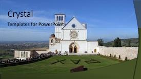  Presentation with saint - Slides having franciscan - basilica of saint francis assisi background and a teal colored foreground