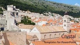  Presentation with dubrovnik - Presentation design with franciscan - dubrovnik croatia - may 26 background and a coral colored foreground