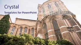  Presentation with facade - Beautiful slide deck featuring franciscan - facade of basilica di santa backdrop and a sky blue colored foreground