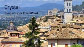  Presentation with italy - PPT theme enhanced with franciscan - medieval town of assisi umbria background and a light blue colored foreground