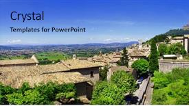  Presentation with series resistive electric circuits - PPT theme consisting of franciscan - scenic italy series- assisi panorama background and a light blue colored foreground