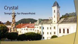  Presentation with monastery - Audience pleasing slides consisting of franciscan monastery and the plague backdrop and a light blue colored foreground