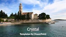  Presentation with croatia - PPT theme consisting of franciscan monestery in hvar croatia background and a ocean colored foreground
