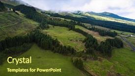  Presentation with green soccer field sport - Theme enhanced with francja - aerial view of green fields background and a  colored foreground