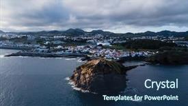  Presentation with coast guard ship - PPT theme enhanced with francja - ponta delgada coast san miguel background and a  colored foreground