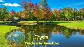  Presentation with green foliage - Audience pleasing presentation theme consisting of francophone - park of fantastic beauty golf backdrop and a tawny brown colored foreground