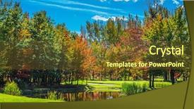  Presentation with water park - Cool new slides with francophone - red and orange autumn foliage backdrop and a tawny brown colored foreground