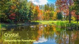  Presentation with water park - Theme featuring francophone - red and orange autumn foliage background and a tawny brown colored foreground