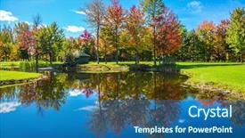  Presentation with green foliage - Colorful slide set enhanced with francophone - red orange and green autumn backdrop and a ocean colored foreground