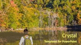  Presentation with green lake - Cool new presentation design with francophone - woman - tourist backdrop and a tawny brown colored foreground