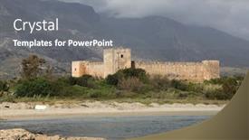  Presentation with bulk - Presentation design having frangocastello castle on the south coast of crete with the great bulk of the lefki ora white mountains rising behind it under a stormy sky april 2009 background and a gray colored foreground