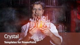  Presentation with old man - Presentation theme featuring frankenstein - crazy old man medieval scientist background and a tawny brown colored foreground