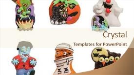  Presentation with halloween candy - Beautiful presentation theme featuring frankenstein - halloween shaped candy over white backdrop and a cream colored foreground