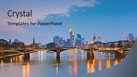  Presentation with dusk - Presentation theme consisting of frankfurt am main at dusk background and a teal colored foreground