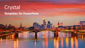  Presentation with sunset - PPT theme enhanced with frankfurt-am-main-at-sunset background and a coral colored foreground