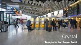  Presentation with airport terminal - Beautiful presentation theme featuring frankfurt-am-main-germany-circa backdrop and a gray colored foreground