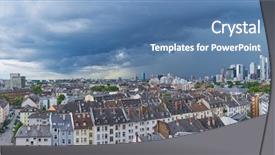  Presentation with storm clouds - Amazing theme having frankfurt am main skyline panorama backdrop and a teal colored foreground