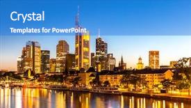  Presentation with skyscraper - Colorful slide set enhanced with frankfurt am mine skyscraper skyline backdrop and a teal colored foreground