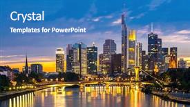  Presentation with skyscraper - Audience pleasing PPT theme consisting of frankfurt am mine skyscraper skyline backdrop and a teal colored foreground