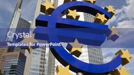  Presentation with bank - Beautiful presentation theme featuring frankfurt-germany-aug-22 backdrop and a navy blue colored foreground