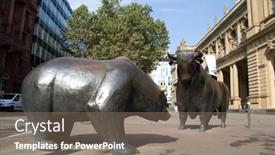  Presentation with stock exchange - Theme enhanced with frankfurt-germany-aug-22 background and a gray colored foreground