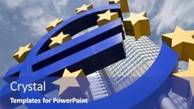  Presentation with bank - Beautiful presentation design featuring frankfurt-germany-aug-23 backdrop and a cobalt blue colored foreground