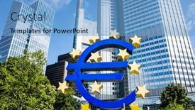  Presentation with monetary policy - Colorful presentation enhanced with frankfurt-germany-august-16-euro backdrop and a light blue colored foreground