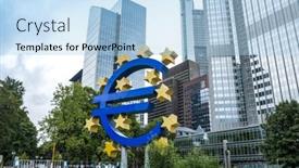  Presentation with monetary policy - Slide set featuring frankfurt-germany-august-16-euro background and a light blue colored foreground