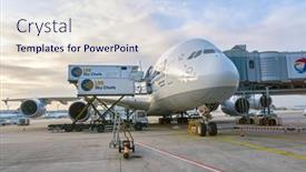  Presentation with airbus - Presentation theme enhanced with frankfurt-germany-circa-march-2016 background and a sky blue colored foreground