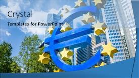  Presentation with monetary policy - PPT theme consisting of frankfurt-germany-february-12-euro background and a light blue colored foreground