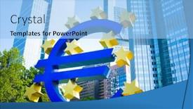  Presentation with monetary policy - Presentation theme enhanced with frankfurt-germany-february-12-euro background and a light blue colored foreground