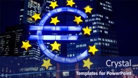 Presentation with monetary policy - PPT theme consisting of frankfurt-germany-february-12-euro background and a navy blue colored foreground