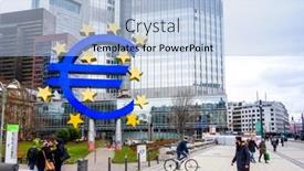  Presentation with monetary policy - Slide set with frankfurt-germany-february-21-euro background and a light blue colored foreground