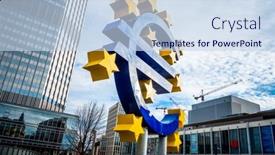  Presentation with monetary policy - PPT layouts with frankfurt-germany-january-27-euro background and a sky blue colored foreground