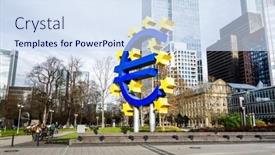 Presentation with monetary policy - Slide set featuring frankfurt-germany-january-27-euro background and a sky blue colored foreground