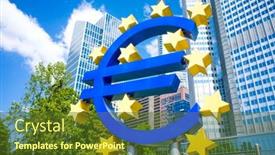  Presentation with monetary policy - Beautiful presentation design featuring frankfurt-germany-may-17-euro backdrop and a tawny brown colored foreground
