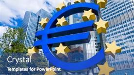  Presentation with monetary policy - Colorful slide set enhanced with frankfurt-germany-may-17-euro backdrop and a ocean colored foreground