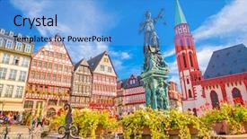  Presentation with skyline - Presentation design consisting of frankfurt germany old town skyline background and a teal colored foreground