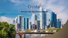  Presentation with skyline - Presentation design having frankfurt-germany-skyline background and a light blue colored foreground