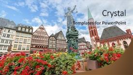  Presentation with old animal statue - Cool new slide set with frankfurt old town backdrop and a light blue colored foreground