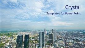  Presentation with brand - Amazing presentation design having frankfurt on main cityscape germany no brand names or copyright objects backdrop and a sky blue colored foreground