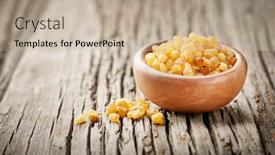  Presentation with wooden - PPT theme having frankincense-resin-on-wooden-background background and a soft green colored foreground