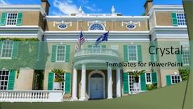  Presentation with house - Presentation theme having franklin d roosevelt house background and a seafoam green colored foreground